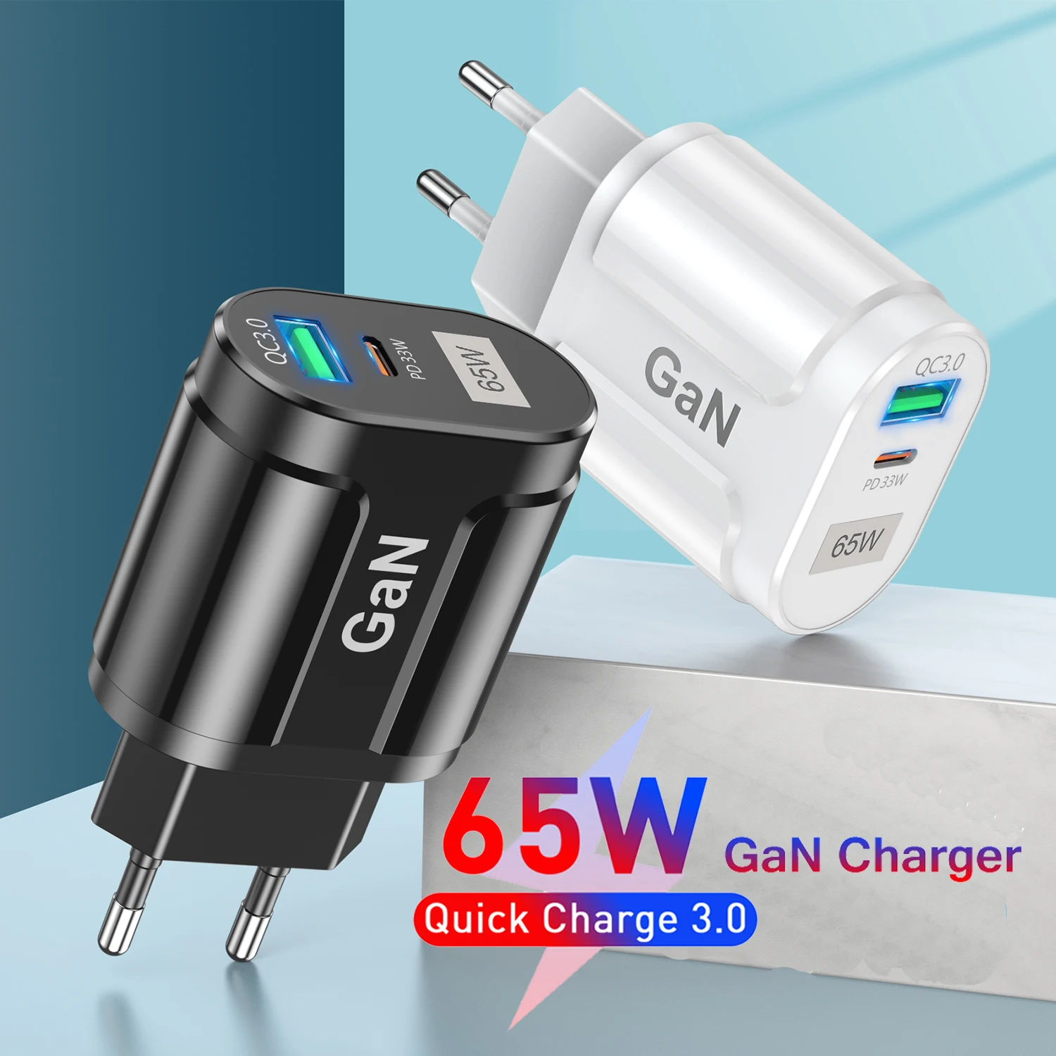 65W GaN зарядное устройство QC PD 3,0 USB Type C быстрое зарядное ...