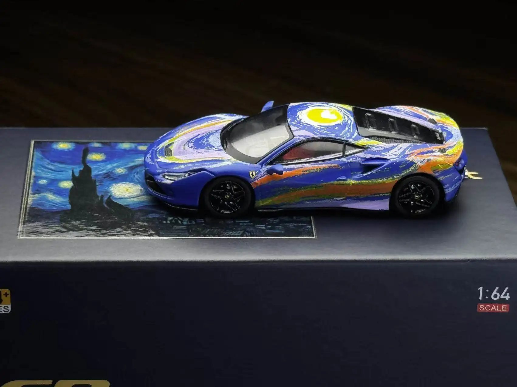 Фото Коллекционная модель спортивного автомобиля Karium Diecast Ferrari F8 Tributo в масштабе 1/64, литая под давлением, из сплава, модель гоночного автомобиля Ferrari F8 Starry Sky для демонстрации №3