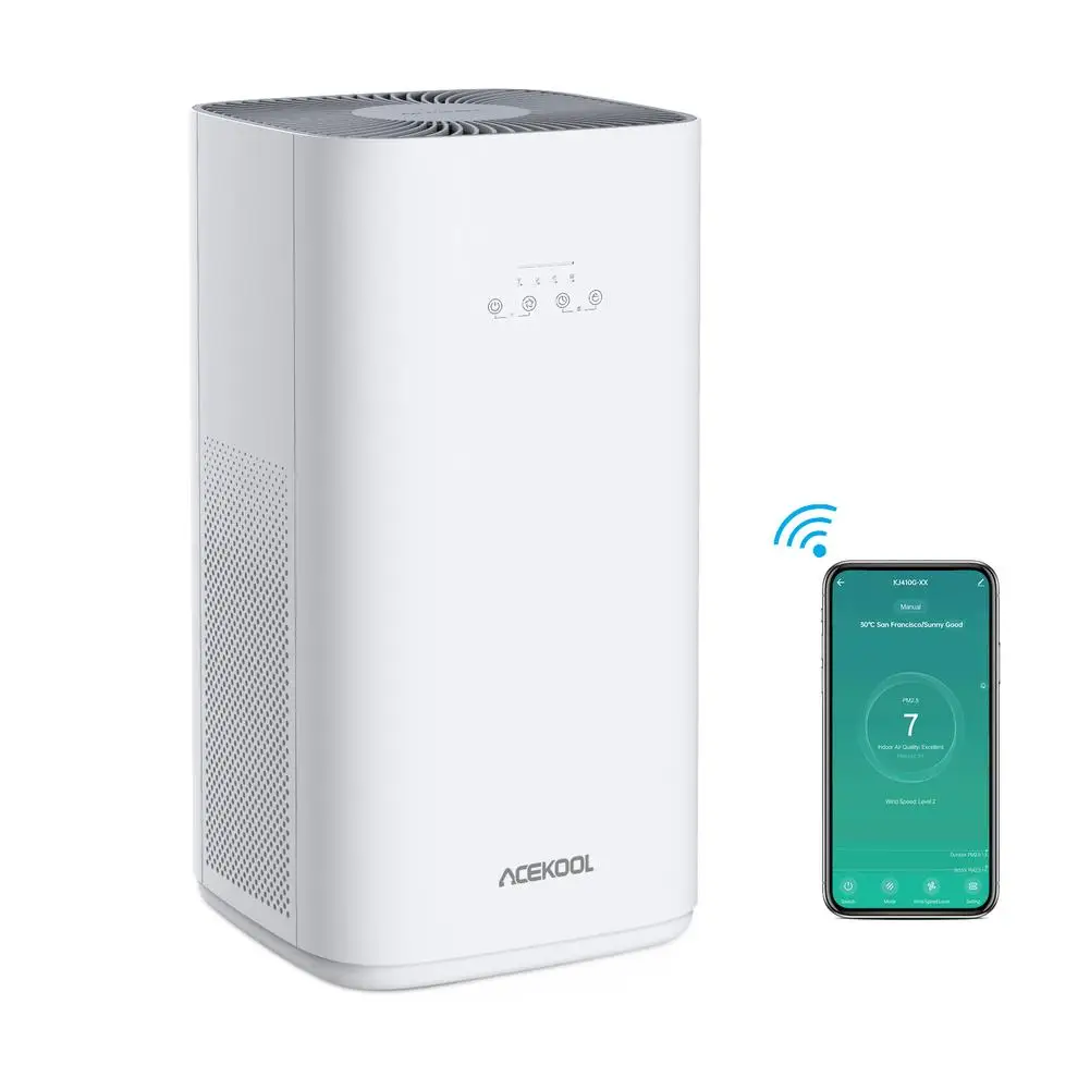 

Smart WiFi Air Purifier for Large Room up to 3230 ft², CADR 500m³/h, Quiet Air Cleaner with PM2.5 Sensors and Auto Mode,EU Plug