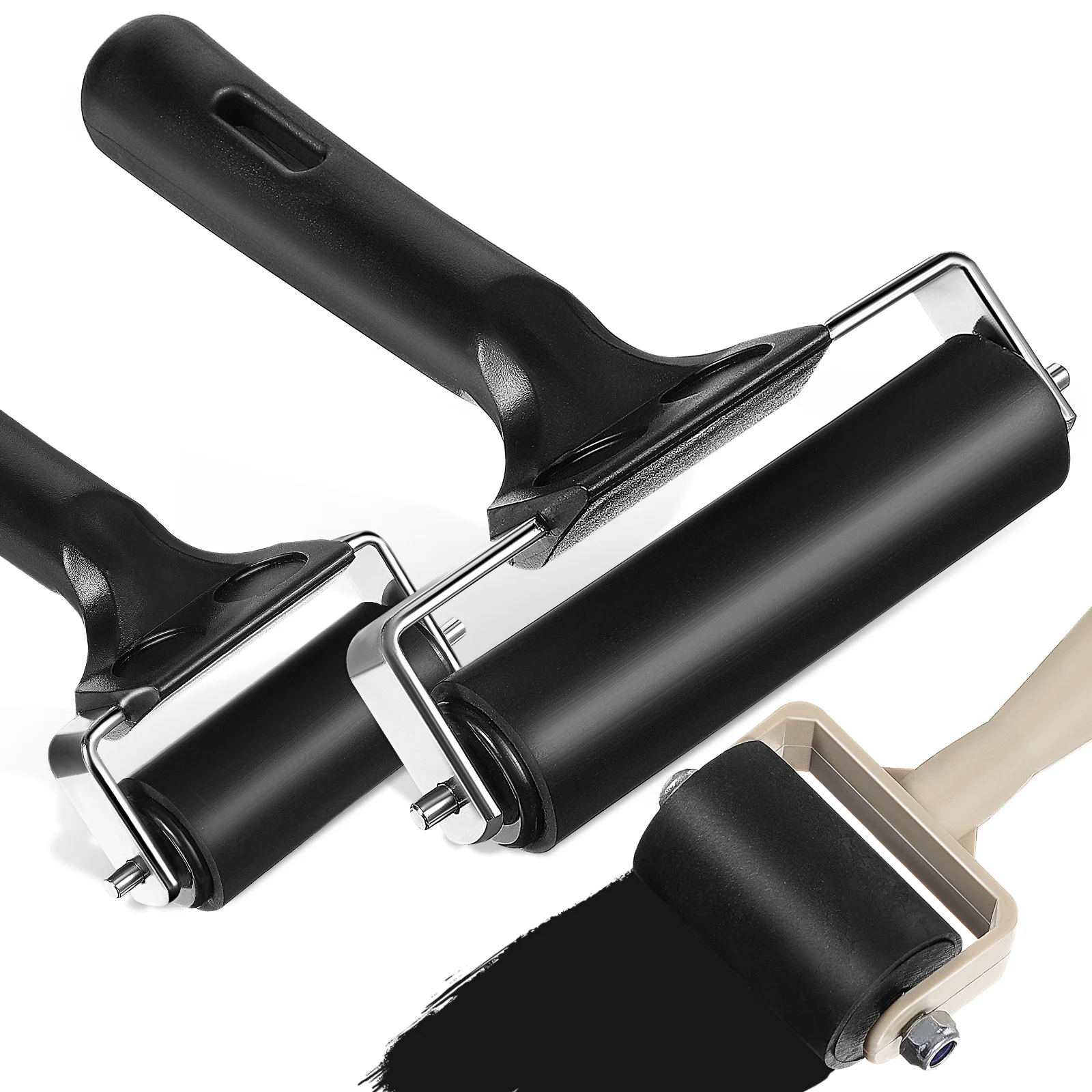 

3 Pcs Printmaking Tool Roller Rubber Brayer Wallpaper Tools Ink Rollers Plastic Glue Child Paint