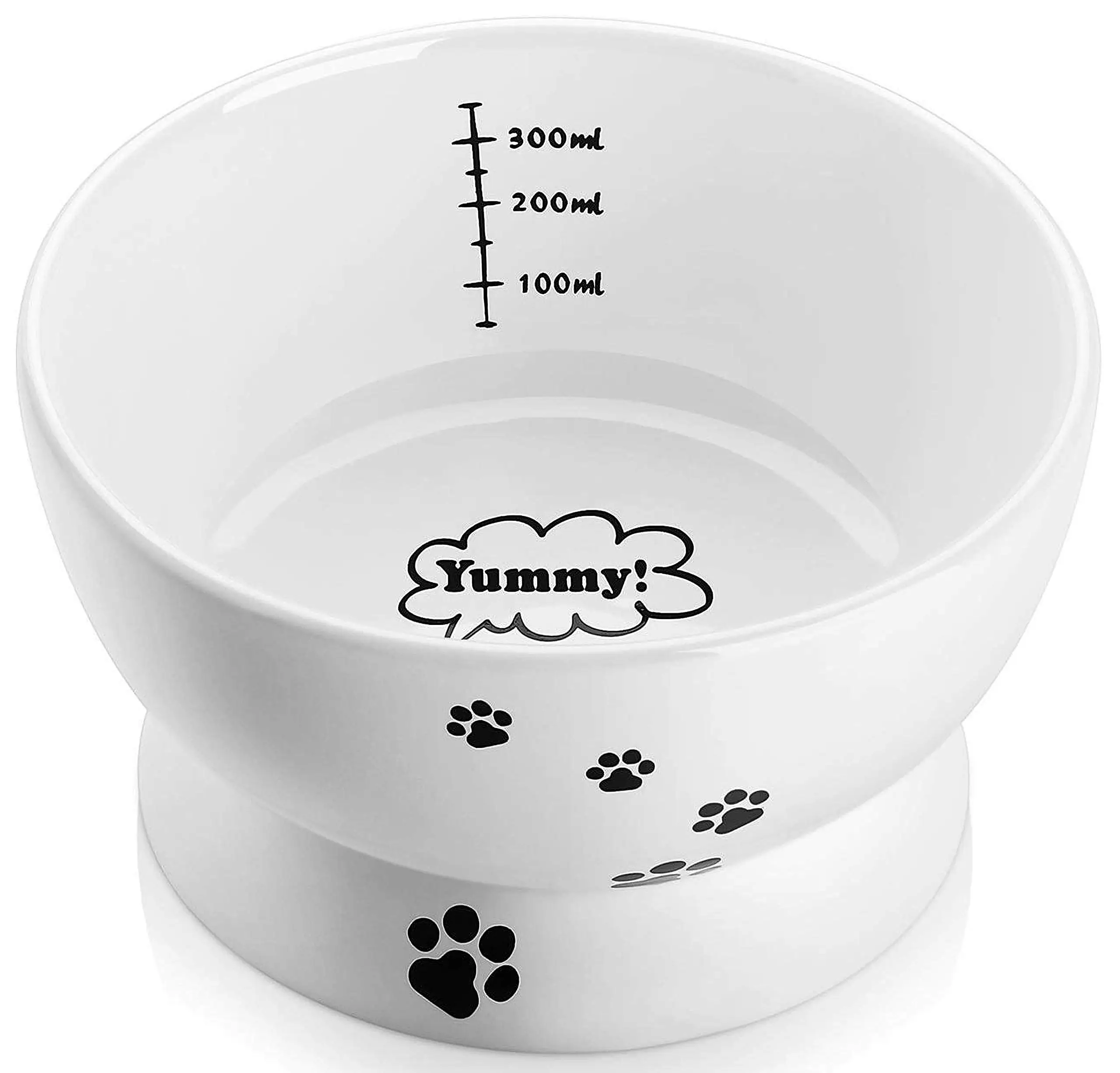 

Cat Bowl Raised Ceramic Cat Food Bowl Elevated Dish No Spill Pet Bowls for Cats or Small Dogs Anti Vomiting Measurable