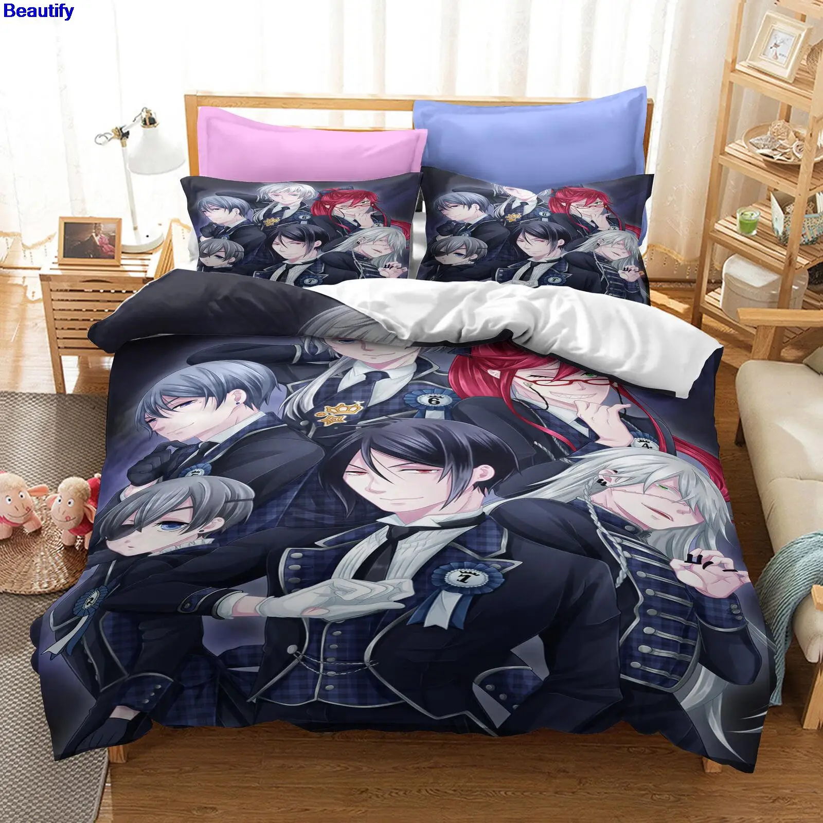 

Beautify Black Butler Duvet Cover Pillowcase 3D Printed Bedding Set 2/3 Pcs Double Full Queen King Size Quilt Cover Home