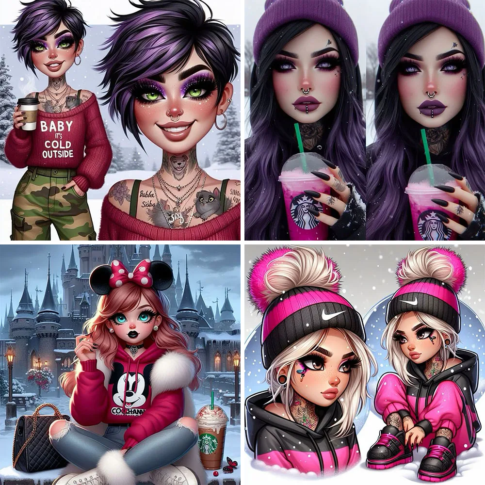 Алмазная картина Sumka on Molniy 5D Сделай сам Милая девушка Мода Набор для рисования