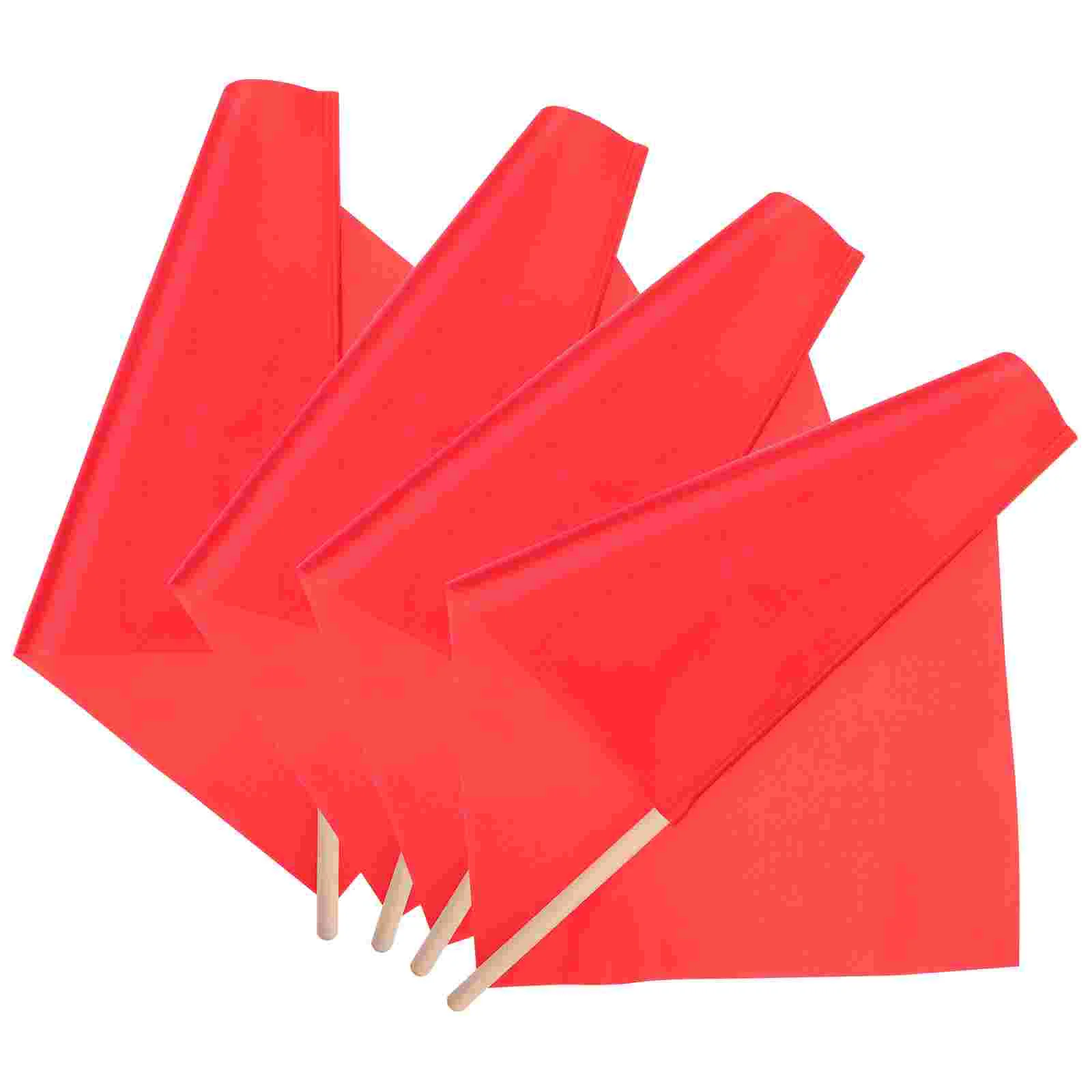 

4 Pcs Referee Flag Race Flags Kids Soccer Small Polyester Colored Hand Child Ball