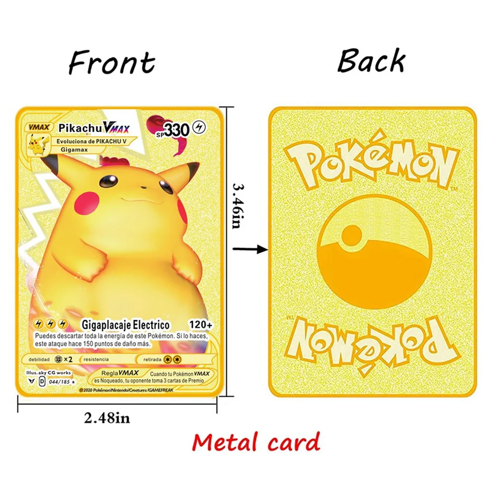 Набор металлических карт Покемон 5 шт. аниме испанский дисплей игра в игру V Vmax GX