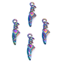 10pcs alloy dancing shoes charms pendant accessory rainbow color for jewelry diy making necklace earring metal bulk wholesale