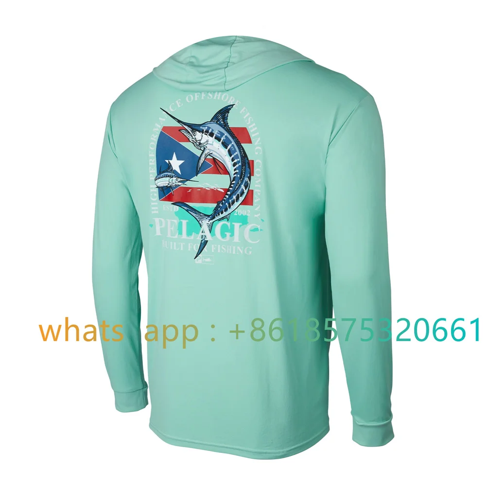 

Pelagic Gear Hooded Fishing Shirt Men's Upf 50+ Sun Protection Hoodie Shirt Spf Fishing Outdoor Uv Shirt Hiking Lightweight 2023