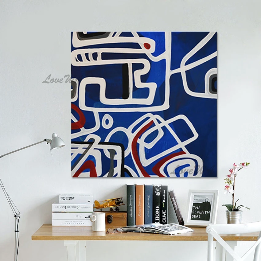 

Hot Selling Wall Picture Abstract African Paintings Modern Art Hotel Artwork Canvas Painting No Frame White Line Texture Drawing