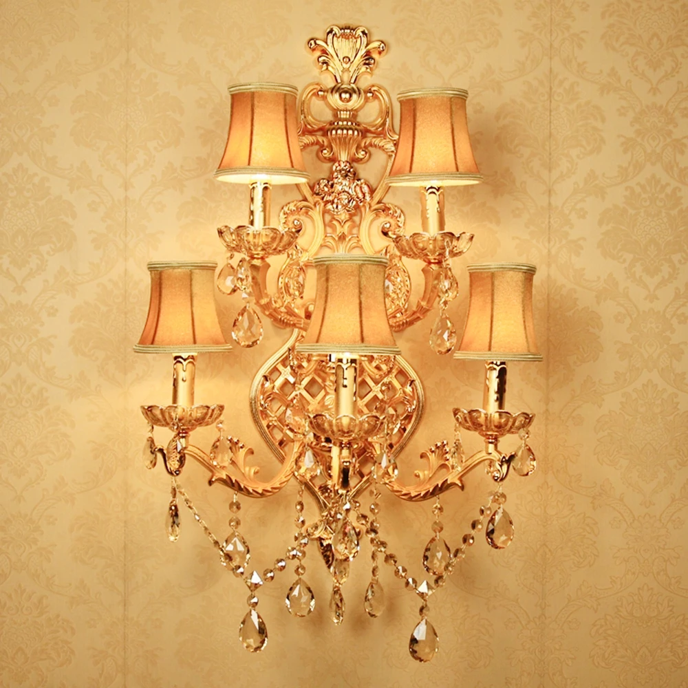 

Hotel Hall Large Wall Lights Living Room Illumination for Bedroom Modern Sconce Gold Color Candle Bulb Big Vanity Lamp Bathroom