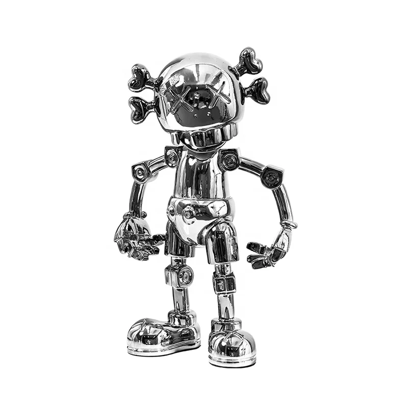 

Silver Small Size Creative Figurine Art Ornament Electroplate Sculpture Alien Resin Crafts Indoor Childlike Cute Toys
