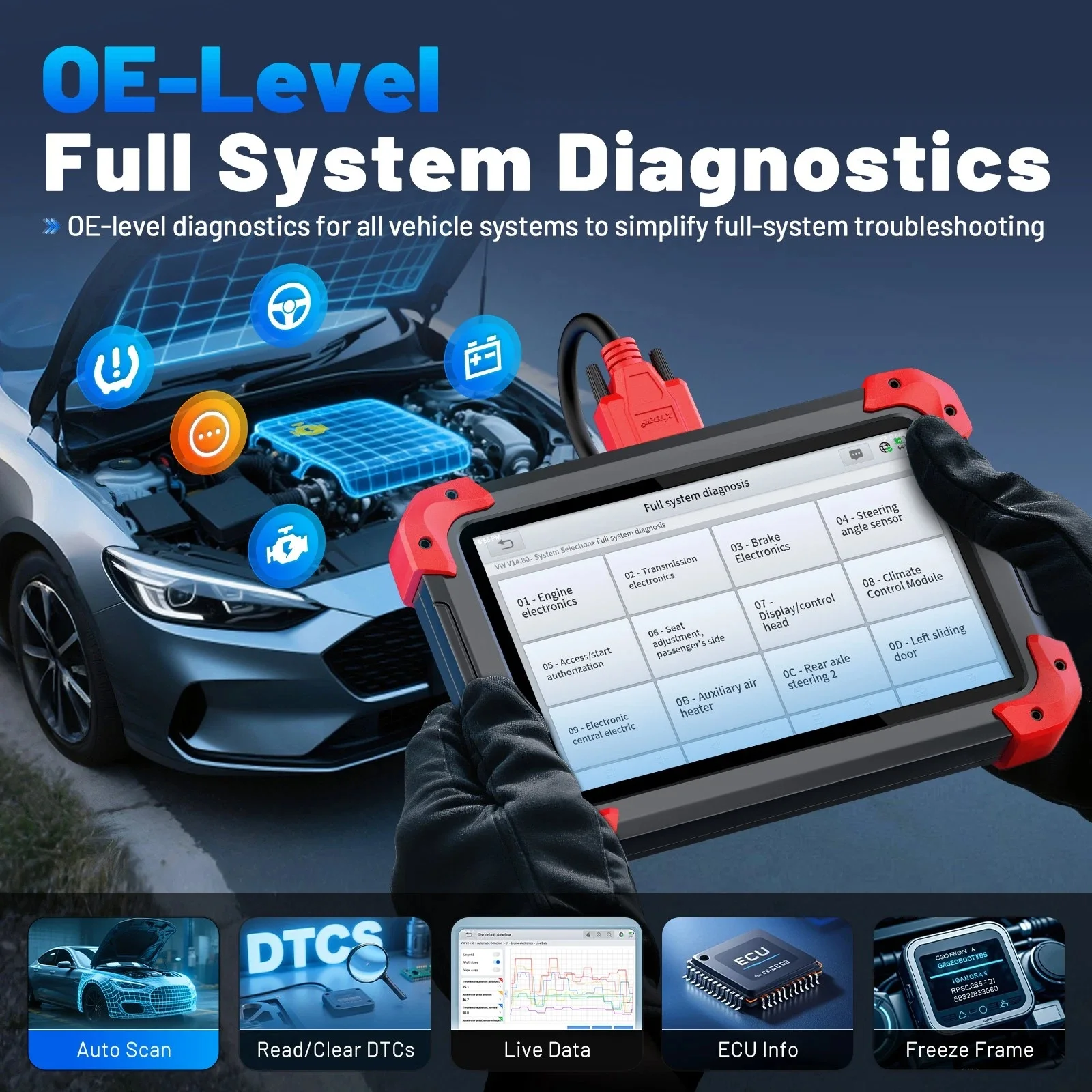 Новейший автомобильный сканер XTOOL D7 V2.0 OBD2, диагностический инструмент для всех систем автомобиля с функцией кодирования ЭБУ FCA, программатор автомобильных ключей, 36+ функций сброса. (art.: 3920dc51fd271) - 3920dc51fd271