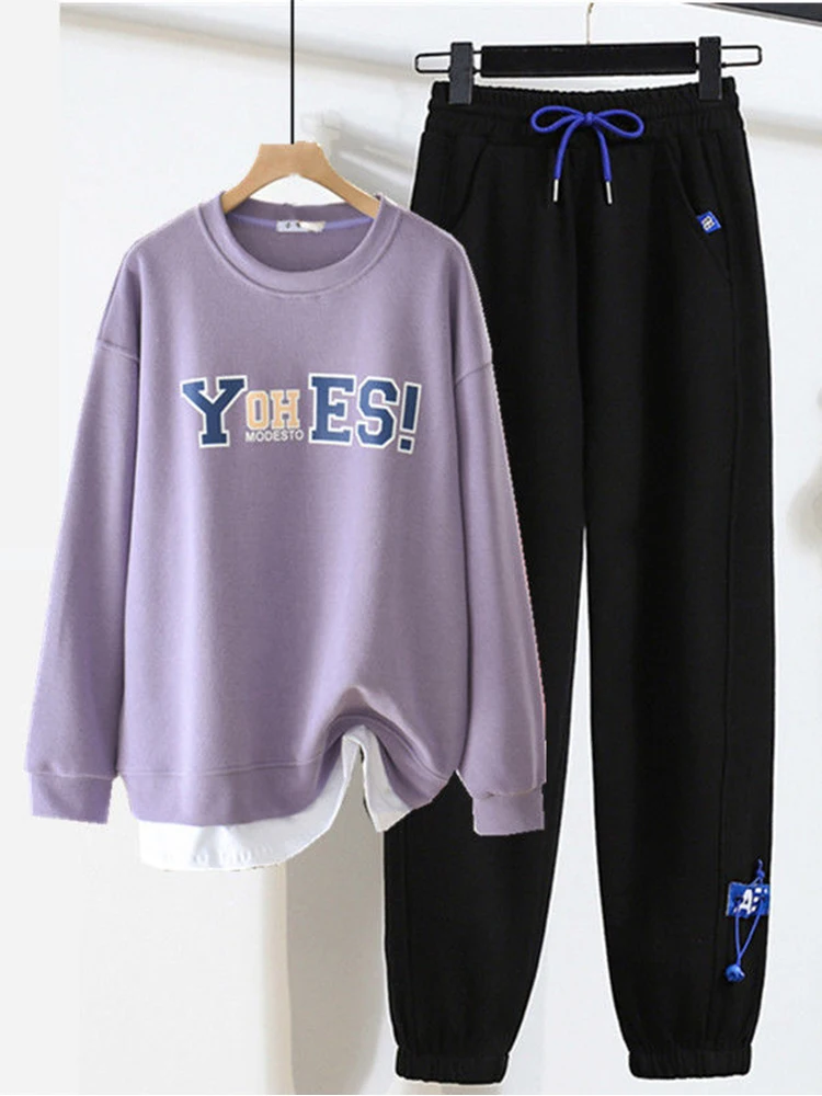 

Women Tracksuits Casual Sweatshirts Pants Sets Loose Long Sleeve Clothing Spring Autumn Suits for Women Running Set