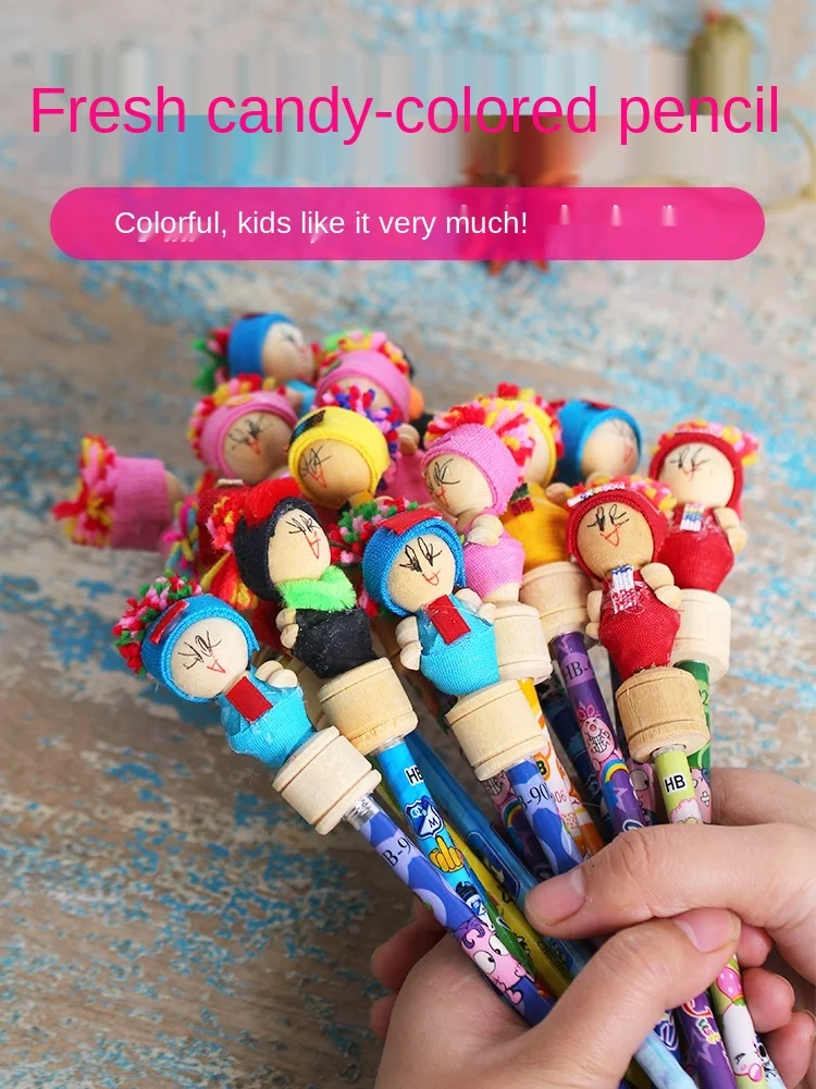 

5PCS Children's Cartoon Pencil Student Prize Gift Hand-painted Cloth Pen Creative Fashion Personality Cute Stationery
