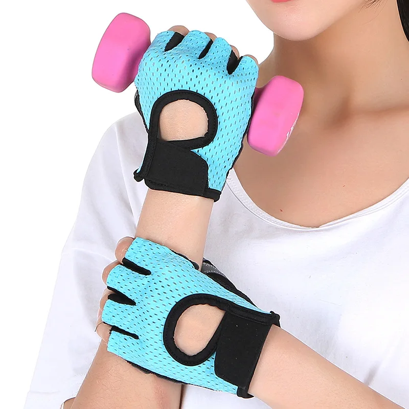Women Gym Fitness Weights Lifting Gloves Yoga Sports Bicycle Cycling Mountain Bike MTB Fingerless Dumbbell Breathable Gloves