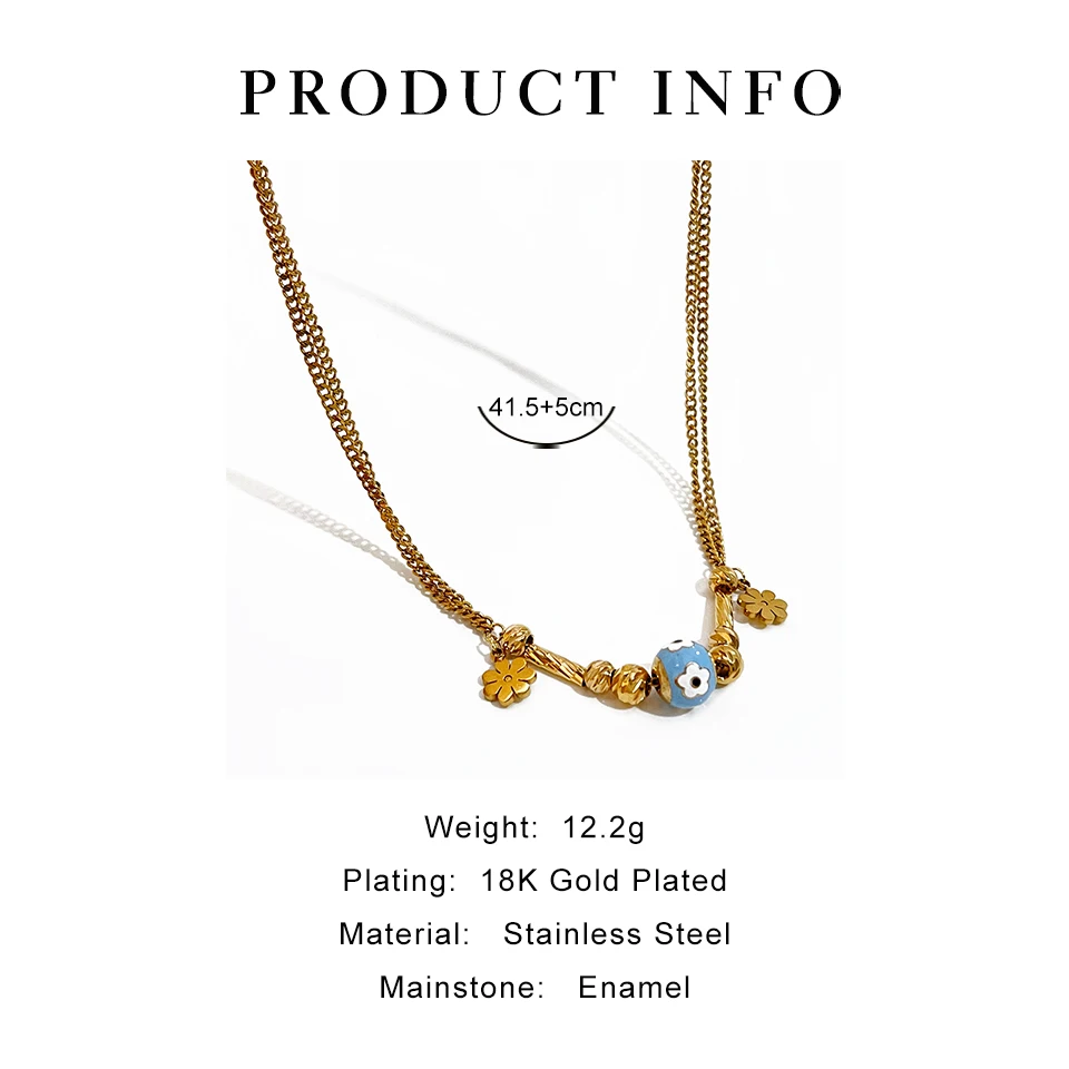 Женское Ожерелье с эмалью и шариком Peri'sBox Ювелирное Украшение из нержавеющей