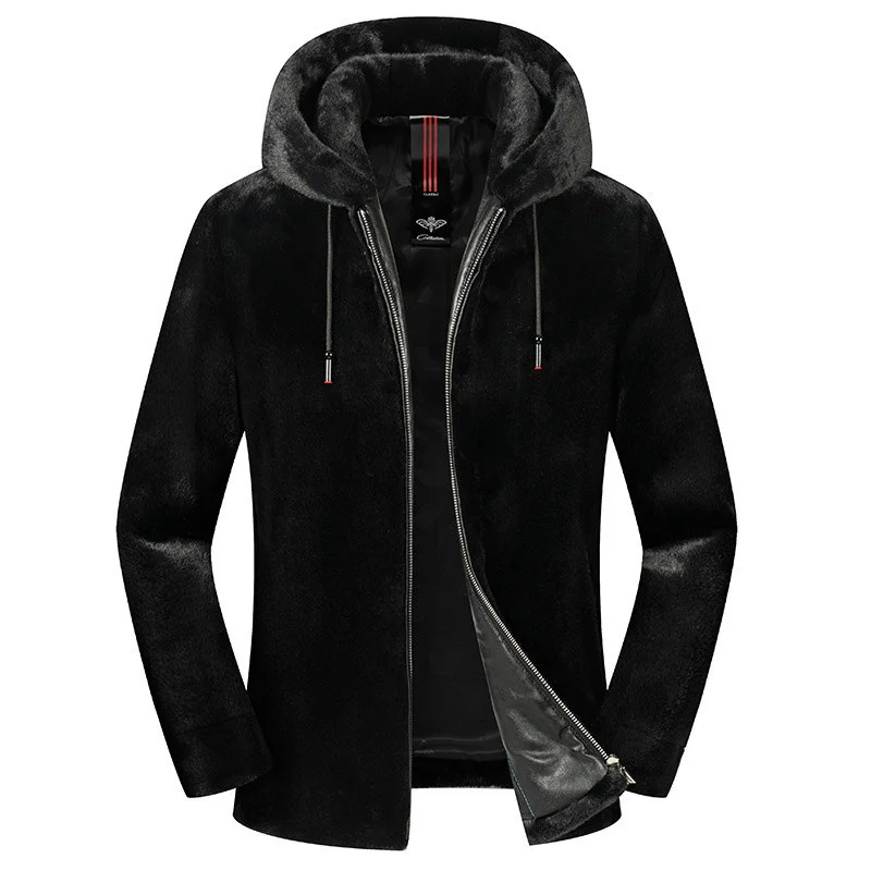 

Мужская зимняя утепленная куртка из искусственного меха норки на молнии