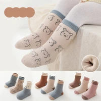 3 pairspack autumn and winter newborn baby socks boys girls tube socks cute cartoon warm striped children socks