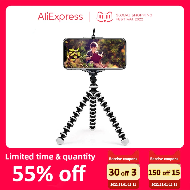 

Action Camera Tripod Stand Mini Portable Universal Smartphone Stand with Clip Phone Tripod Gorilla for Iphone Huawei Xiaomi