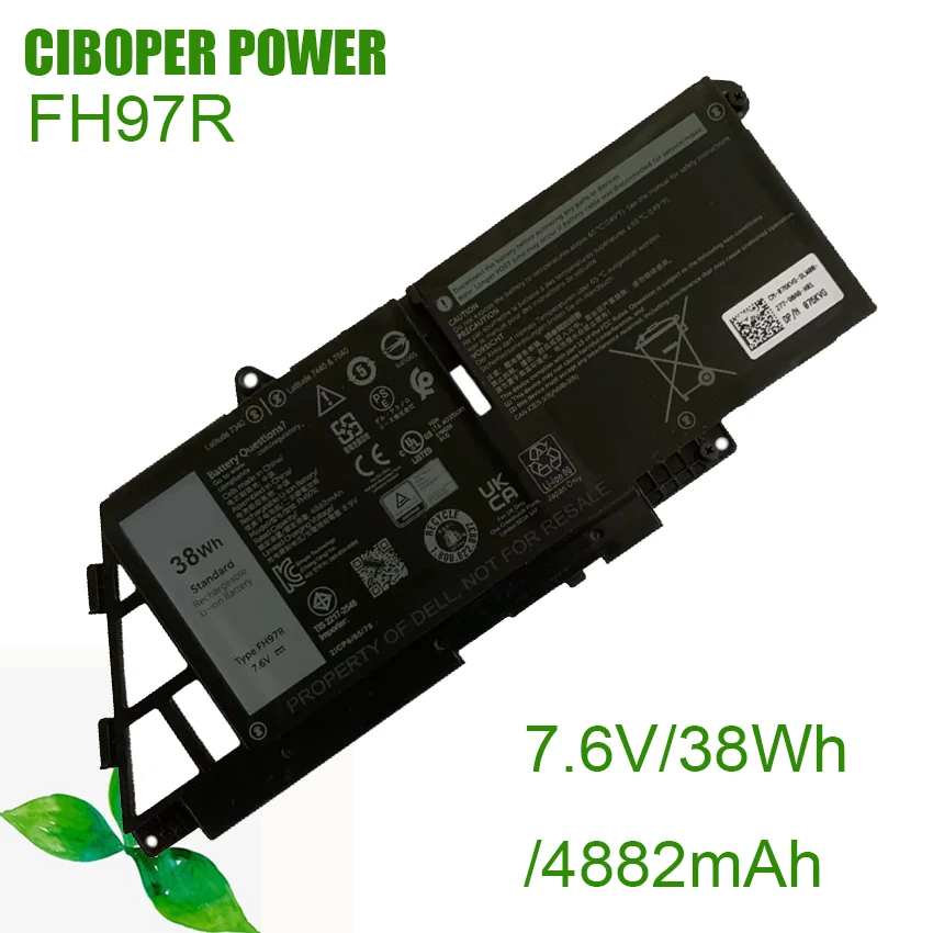 CP Аккумулятор для ноутбука FH97R 7 6 В/38 Втч/4882 мАч Latitude 7340 2-в-1 латитуде7440 латитуде7640