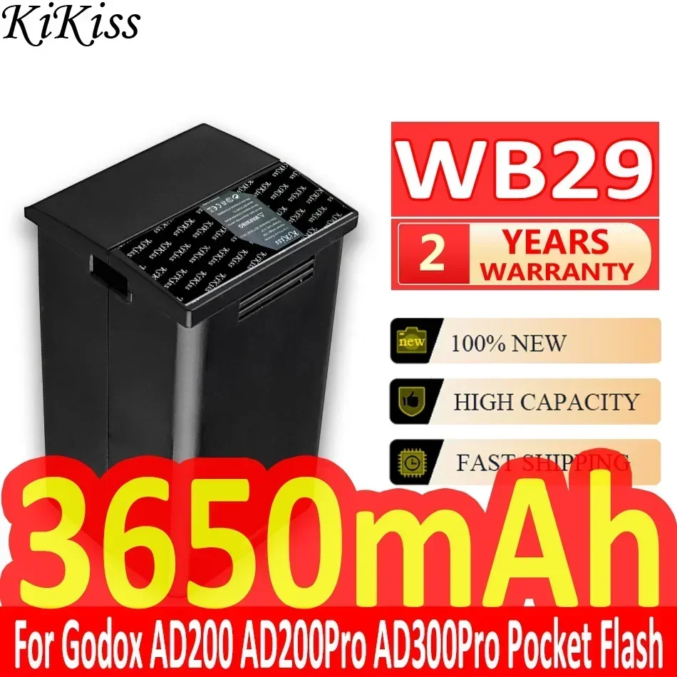 Фото Аккумулятор KiKiss 3650 мАч WB29 для Godox Witstro AD200 AD200PRO AD200 PRO (AD200) №1