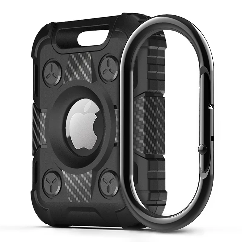 

New For Apple Airtag Soft Silicone Protective Cover With Keychain Tank Armor Anti-lost Shockproof Cover For Airtag TPU Device