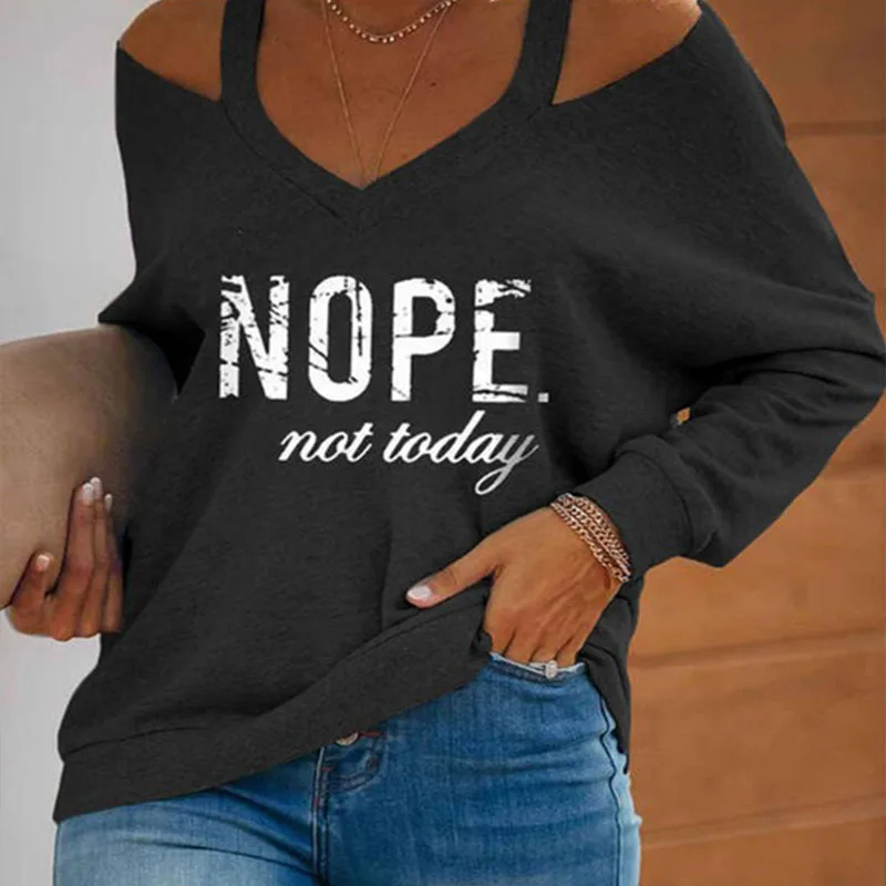 

Новинка 2022, женская футболка с длинным рукавом и надписью, с V-образным вырезом, без бретелек, Свободная Повседневная модная женская рубашка,...