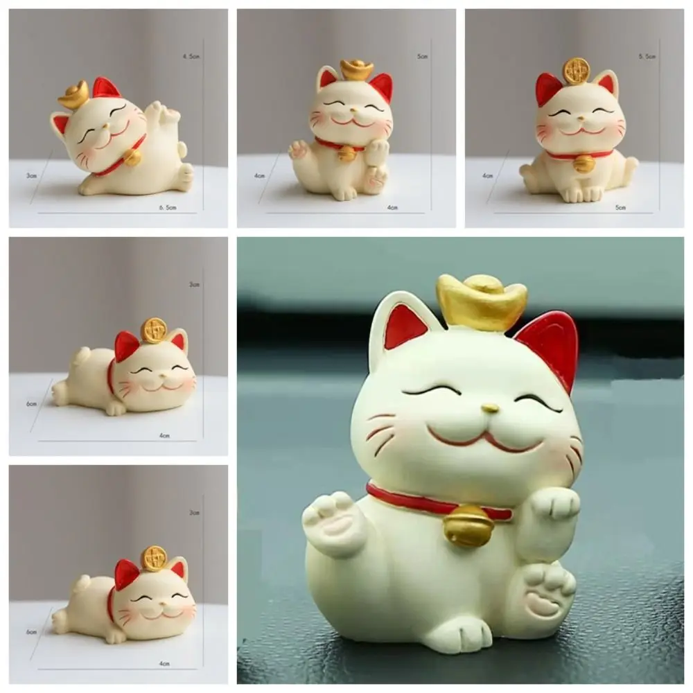 Фото Качающая головой фигурка счастливого кота для автомобиля, мультяшный кот с машущей лапой, украшение Манэки-нэко, миниатюрная фигурка счастливого кота в китайском стиле из смолы №4