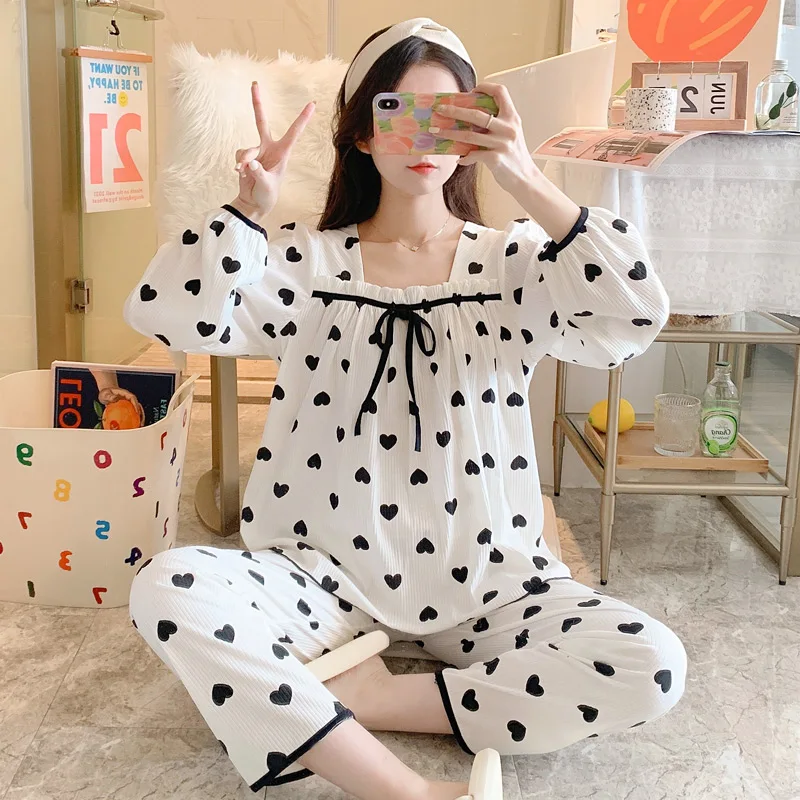 

Love Printed 65% Cotton Maternity Nursing Sleepwear Sets Lovey Spring Pajamas Suits Clothes for Pregnant Women Pregnancy Home