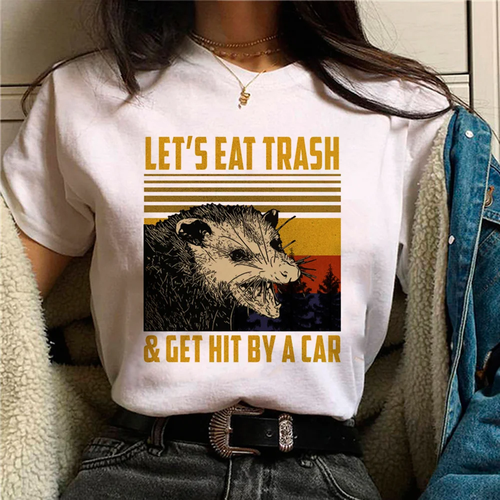 

Let's Eat Trash Get Hit By A Car Tee women comic t shirt girl designer Japanese funny clothes