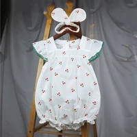 baby summer clothes 0 3 years old baby girl clothes cherry romper new light cotton triangle romper
