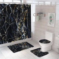 black golden marble shower curtain 3d print hooks bath mat set toilet rugs soft carpet wc accessories modern bathroom decoration