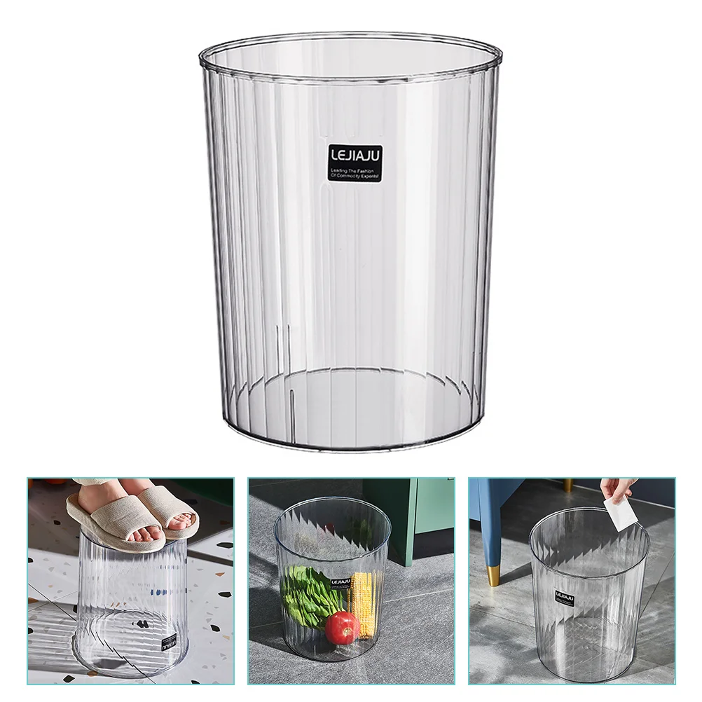 

Trash Can Bin Garbage Basket Wastebasket Waste Container Kitchen Clear Compost Paper Bathroom Office Transparent Bucket