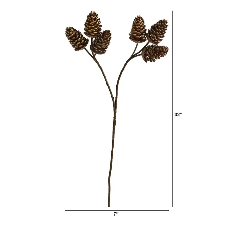 

Pinecone Artificial Spray (Set of 6), Brown