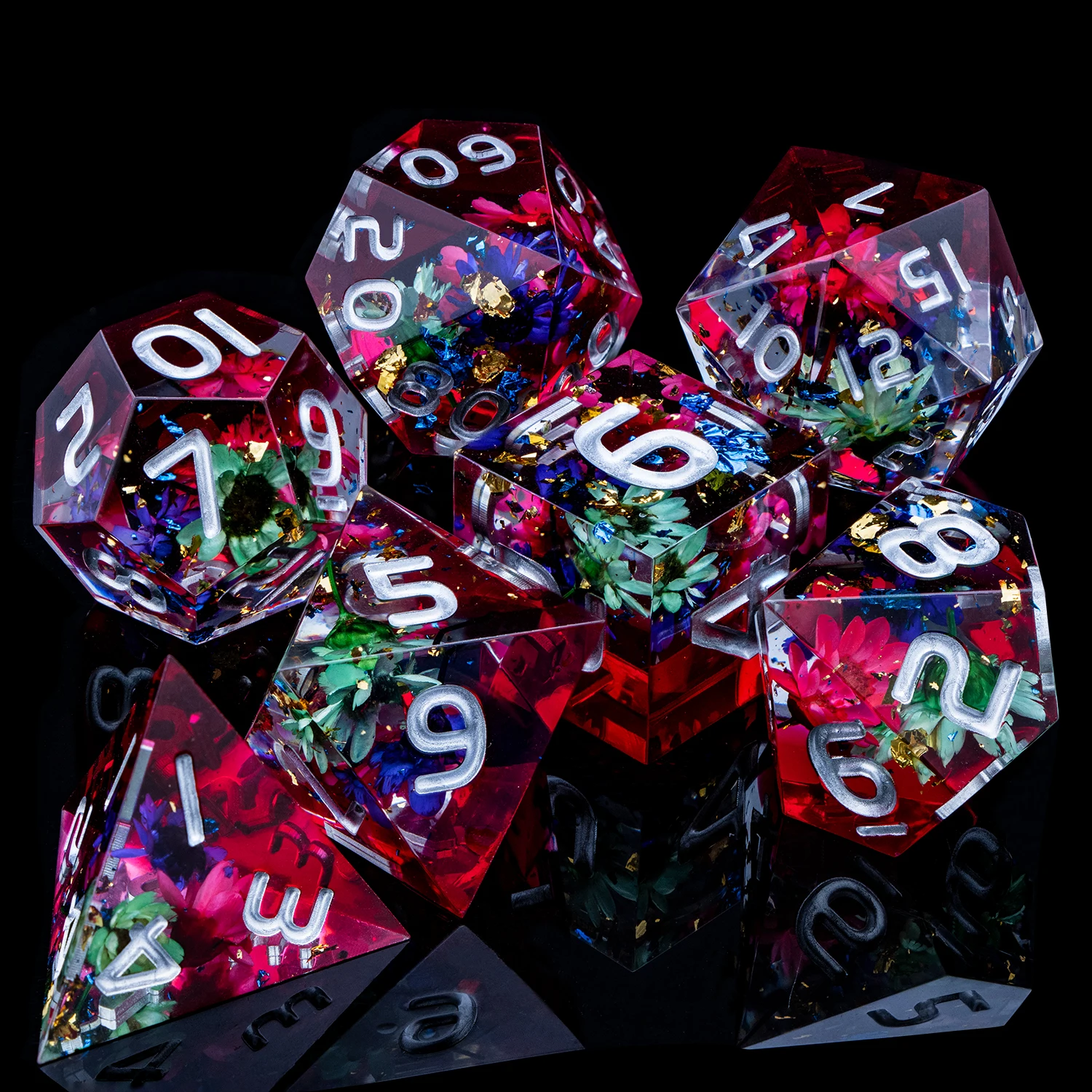 

Dnd Sharp Edge Handmade D20 RPG Polyhedral D and D Flower Resin Dice Set For Dungeons and Dragons Pathfinder Role Playing Games