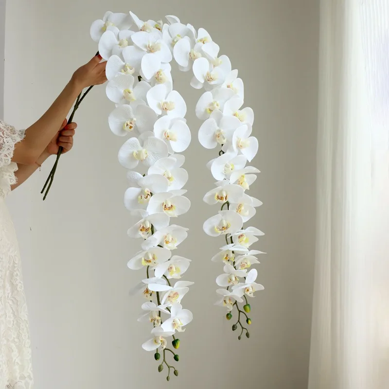 

Extra Large Real touch Orchid branch white Artificial Flowers for Wedding home decoration flores artificiales wreath