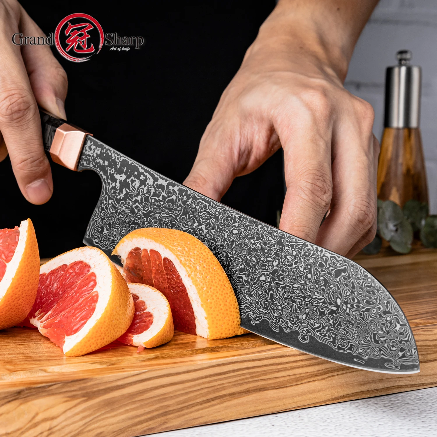 Нож Grandsharp 6 8 дюйма Santoku 67 слоев дамасской стали стальной кухонный нож 10Cr15CoMoV с