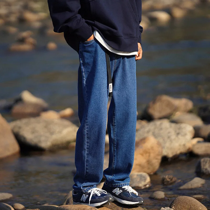 Black Blue Brown Baggy Jeans Men Fashion Casual Straight Jeans Men Streetwear Loose Hip Hop Wide Leg Denim Pants Mens Trousers