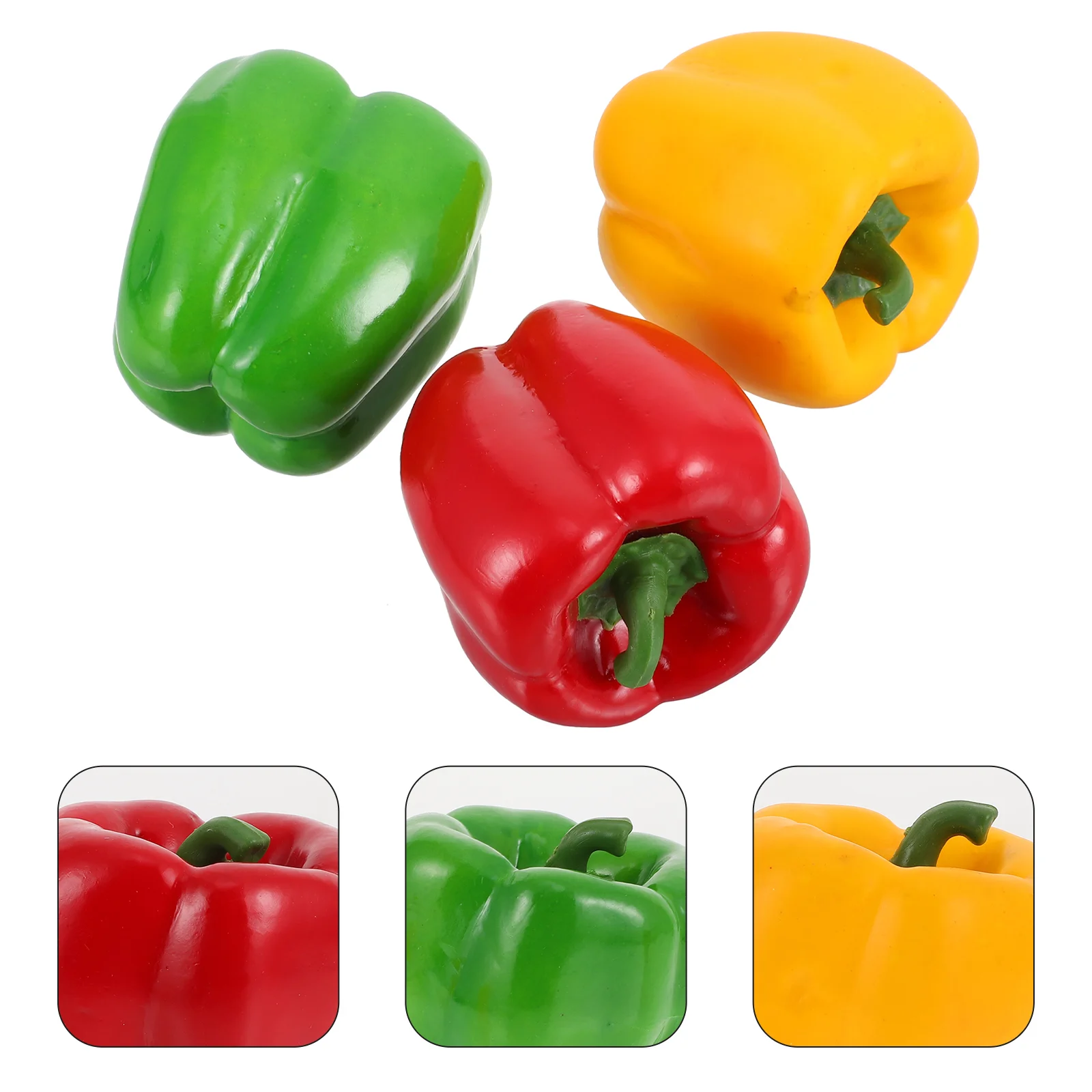 

3pcs Foams Vegetable Bell Peppers Ornament False Bell Peppers Photo Props