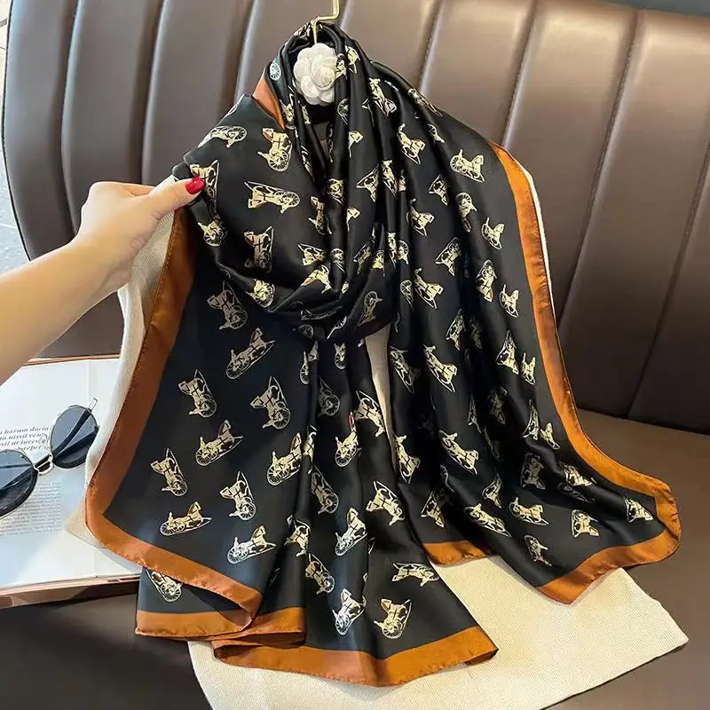 

Print Design Luxury Brand Silk Scarf for Women Large Shawl Wrap Headband Hijab Beach Stoles Female Foulard Echarpe Bandana