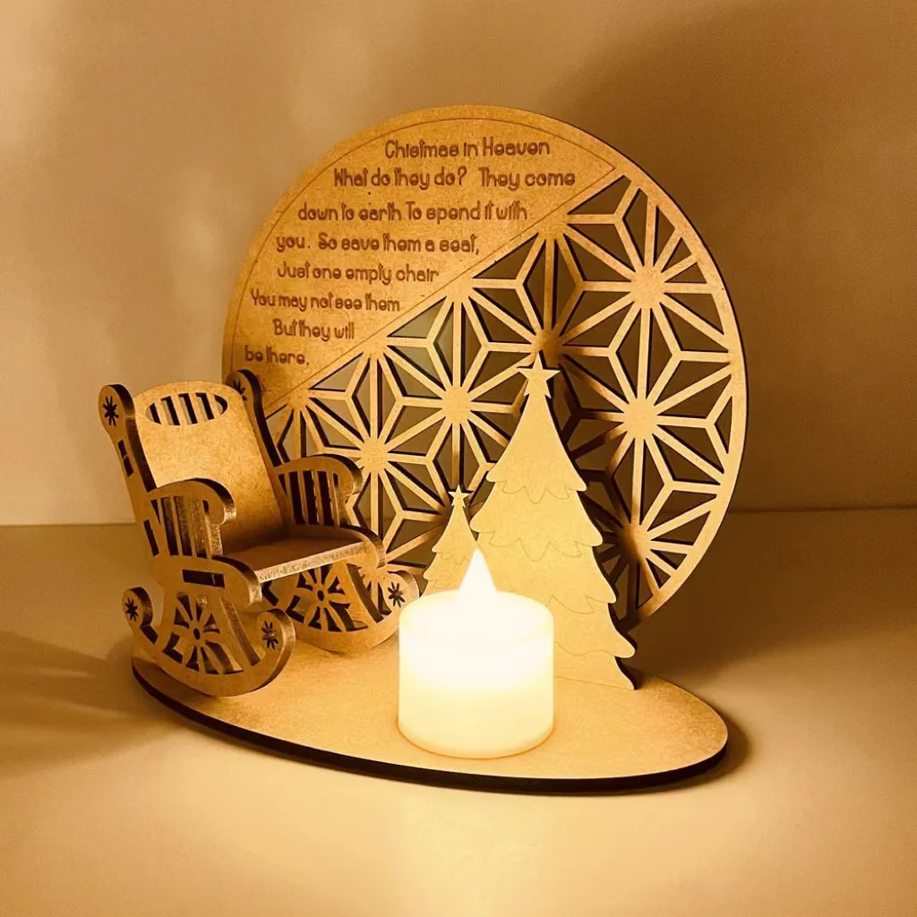 

Christmas Lights Decorations DIY Wooden Ornaments Rocking Chairs Christmas Angels Memorial Loved Party Supplies Home Decor