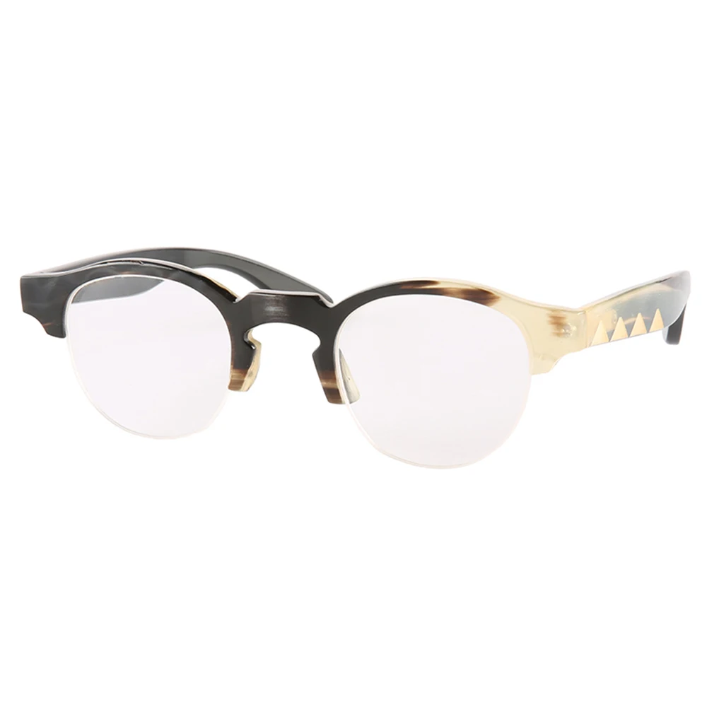 

Retro Handmade Natural Horn Half Rim Reading Eyeglass Frames For Men Classic Luxury Optical Eyewear Striped Prescription Glasses