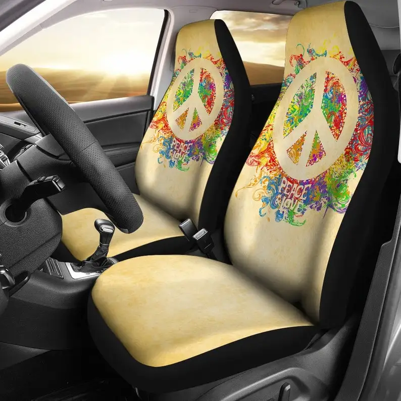 

Car Seat Cover, Peace Love, Car Accessories, Hippie Spiritual, Car Covers, Seat Covers, Bright Colorful, Printed