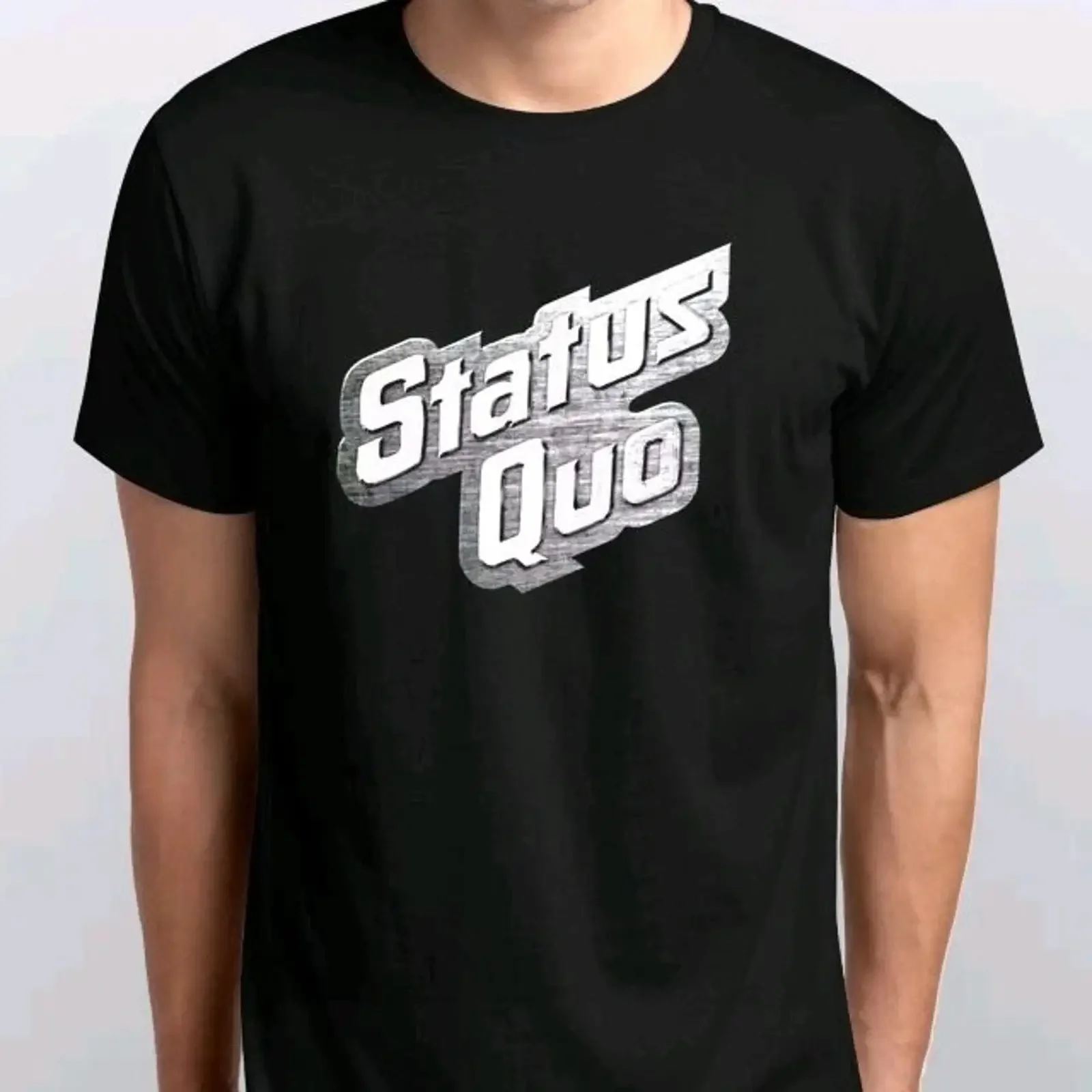 Фото Футболка STATUS QUO II, все размеры S, M, L, XL, 2XL, 3XL, 4XL, цвета: черный, белый, винтажный стиль, с эффектом потертости, стильный принт, мужская, удобная. №1
