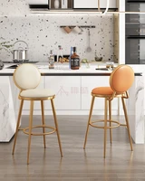 nordic light luxury ins bar domestic backrest golden stainless steel high stool modern simple and fashionable bar chair