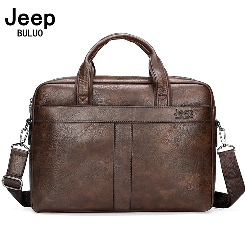 

Мужская деловая кожаная сумка JEEP BULUO, оранжевый портфель для ноутбука 14 дюймов, брендовая сумка для путешествий, портфель на плечевом ремне, все сезоны, 2019