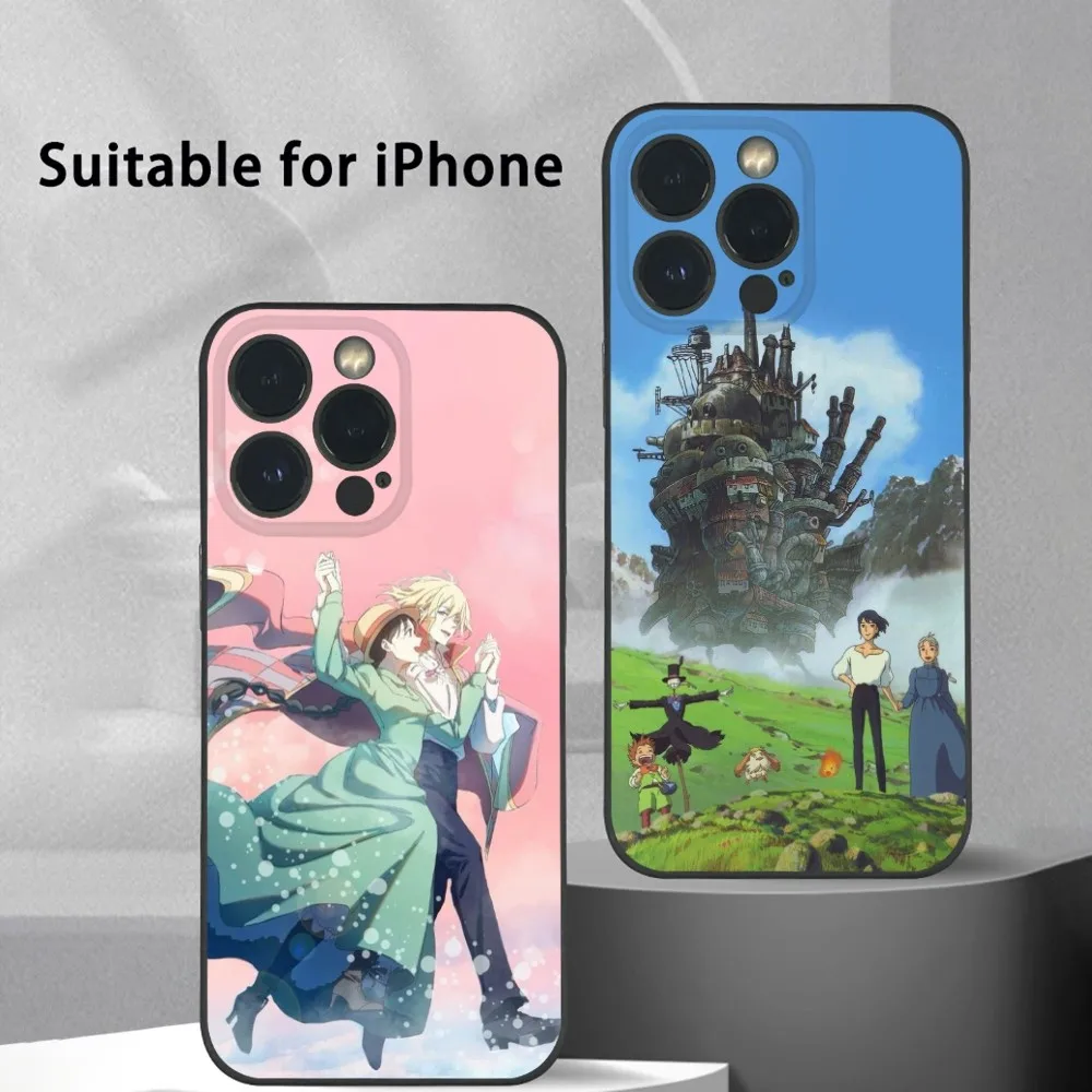 Чехол для телефона H-Howls MovingS Castle iPhone 16 15 14 13 Pro Max Plus Mini Frosted Soft Shell Funda