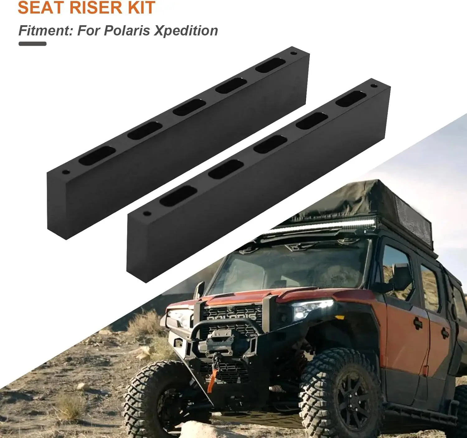 Фото Комплект для подъема сидений (пара) совместим с Polaris Xpedition UTV, увеличение высоты сидений на 2,5 дюйма, черный цвет №2