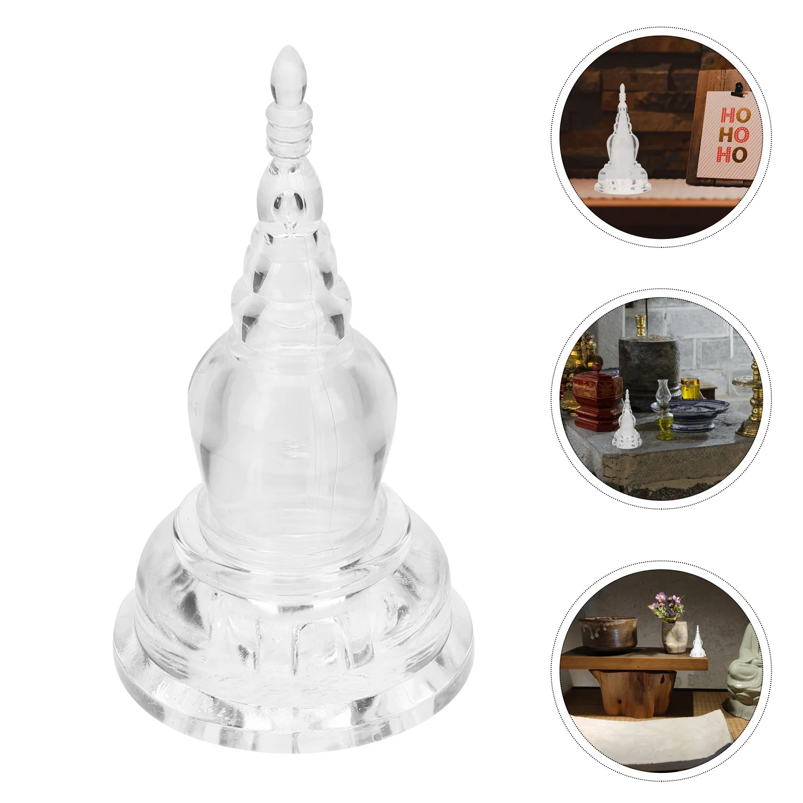 

Pagoda Stupa Crystal Tower Statue Buddhism Acrylic Figurine Stones Garden Dagoba Feng Model Mascot Desktop Shui Ornament