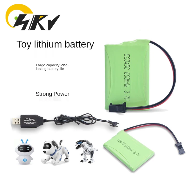Batería de litio de 3,7 V, cable cargador de batería de juguete de dinosaurio Leneng, robot eléctrico inteligente, control remoto, 523450