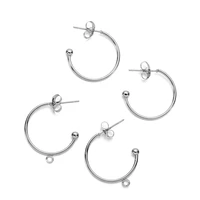 6pcs stainless steel ear wire c shaped earring hooks connector dangle hoop earrings components for diy jewelry making accessorie